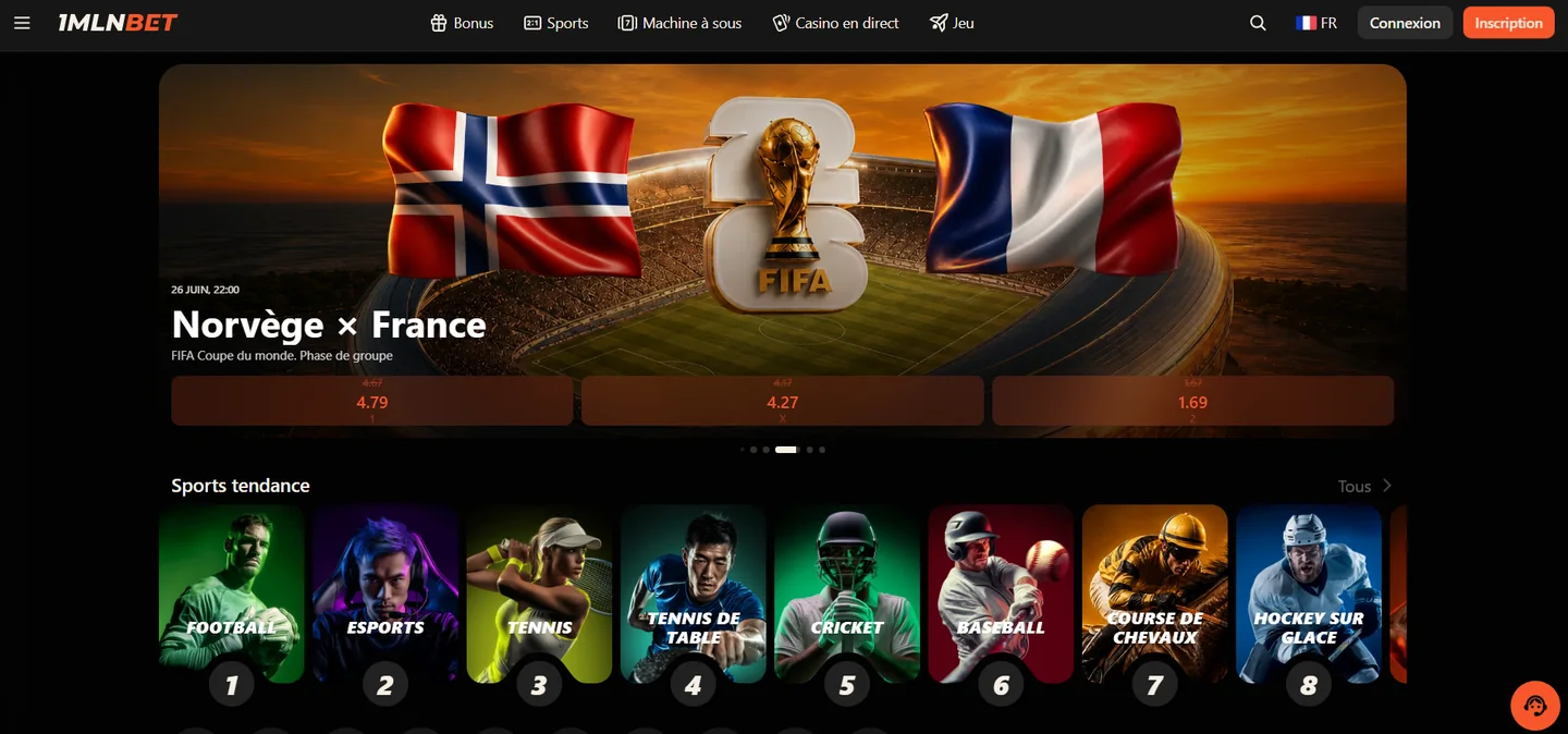 Paris sportifs 1mln bet — Coupe du Monde FIFA 2026